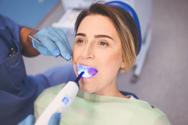 Pregnant woman getting dental fillings