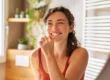 Woman brushing teeth