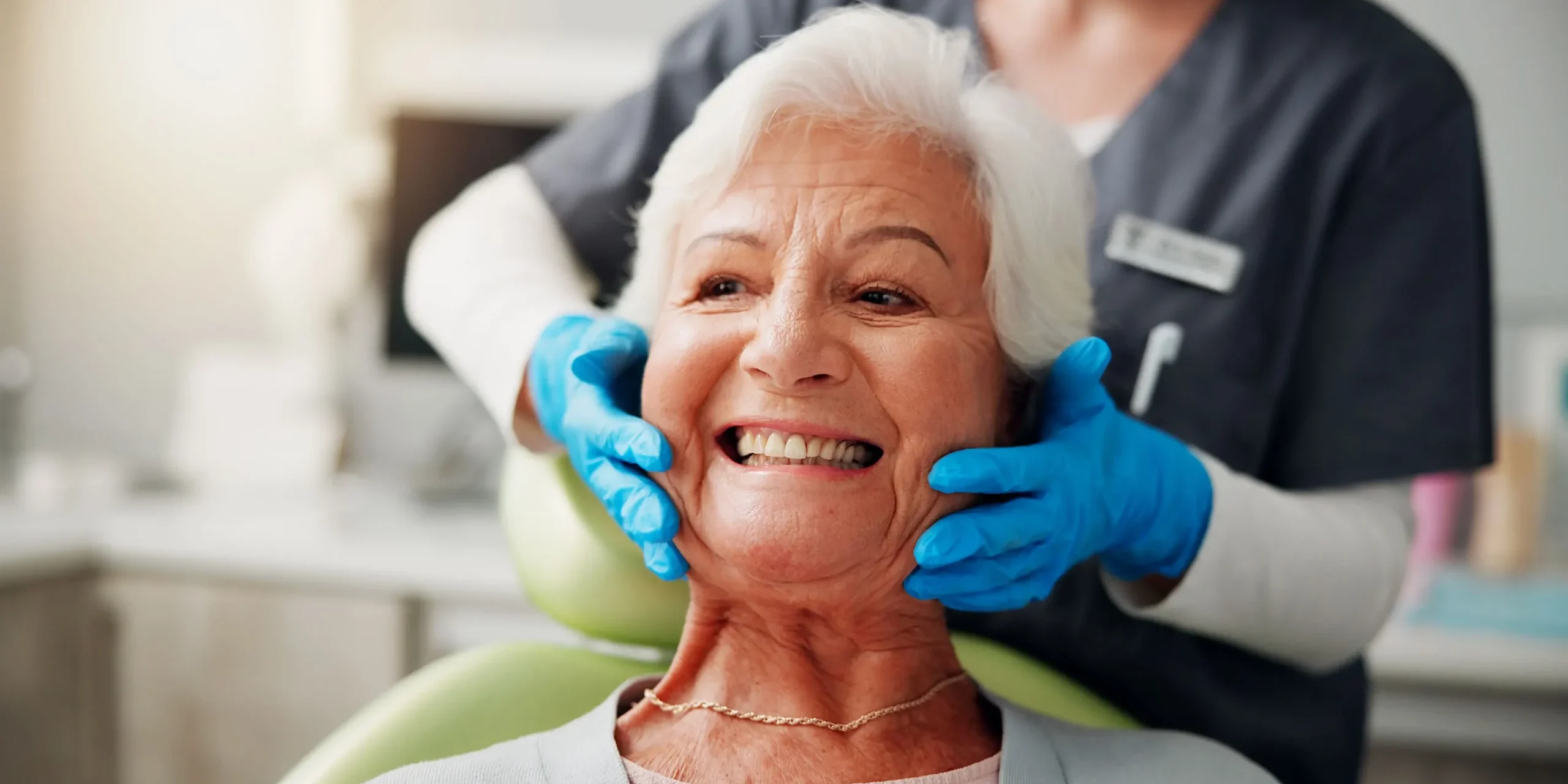 elderly woman at the dentist