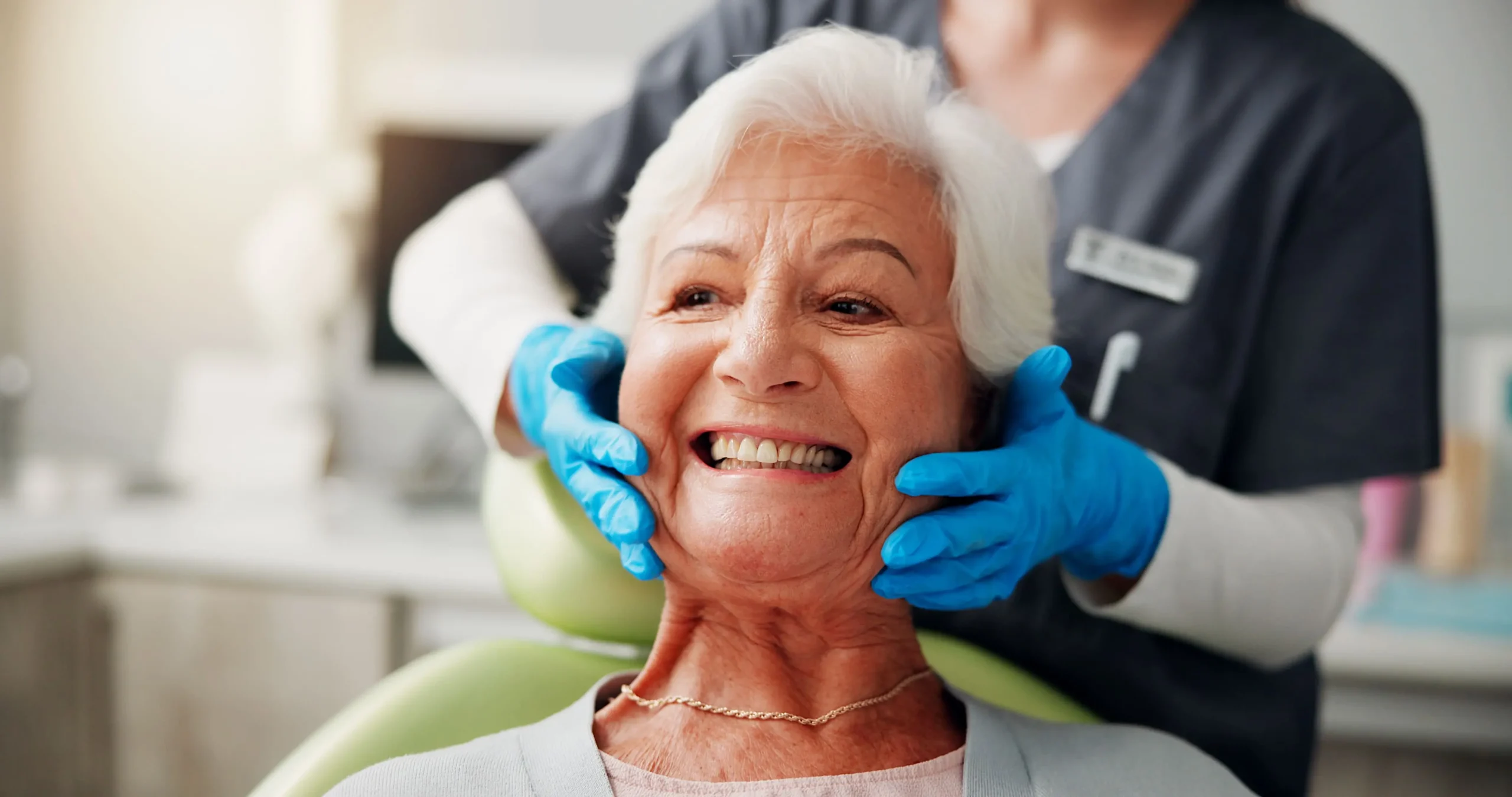 elderly woman at the dentist